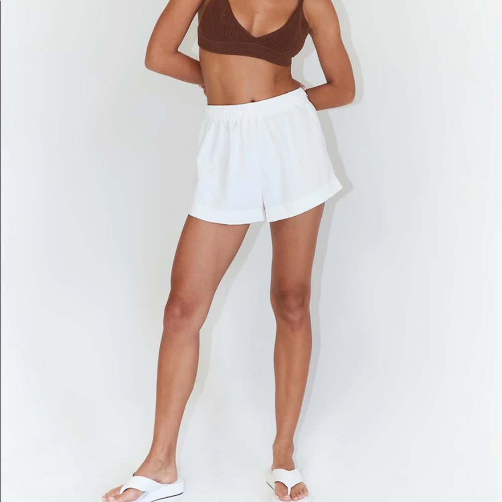 Princess Polly Beach House Shorts White Cord
